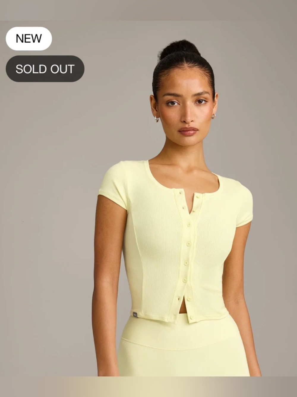 Oner Active Mellow Rib Mid Short Sleeve Cardigan Pastel Yellow Medium